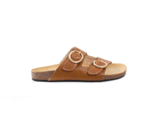 Greta Slides - tan snakeprint