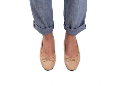 Ballet Flat - neutral snakeprint leather