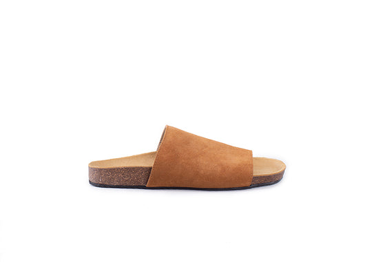 Greta Slides - tan suede