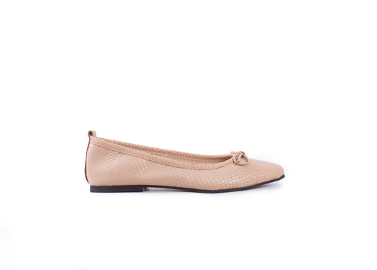 Ballet Flat - neutral snakeprint leather