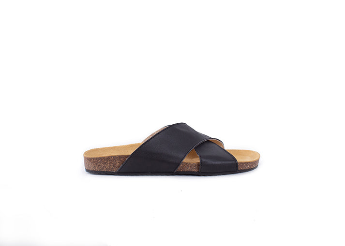 Greta Slides - black leather