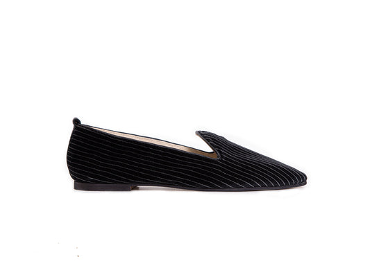 Pointed Loafer - pinstripe velvet